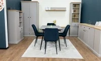Set Masă Living Extensibilă KJT546 Gri cu 4 Scaune Tapițate KJC176 Negre 7
