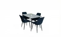 Set Masă Living Extensibilă KJT546 Gri cu 4 Scaune Tapițate KJC176 Negre 1