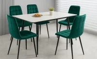 Set Masă Living Extensibilă KJT546 Bej cu 6 Scaune KJC37 Verzi