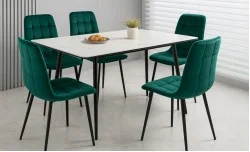 Set Masă Living Extensibilă KJT546 Bej cu 6 Scaune KJC37 Verzi