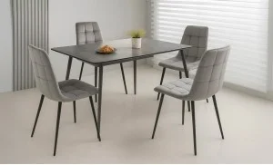 Set Masă Living Extensibilă KJT546 Gri cu 4 Scaune KJC37 Gri