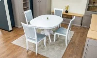 Set Masă Living Extensibilă Olivia Alb cu 4 Scaune Aberden