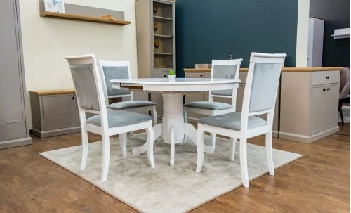 Set Masă Living Extensibilă Olivia Alb cu 4 Scaune Aberden