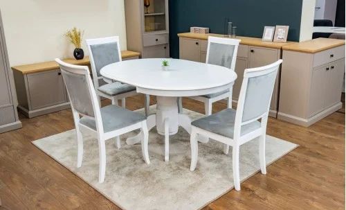 Set Masă Living Extensibilă Olivia Alb cu 4 Scaune Aberden