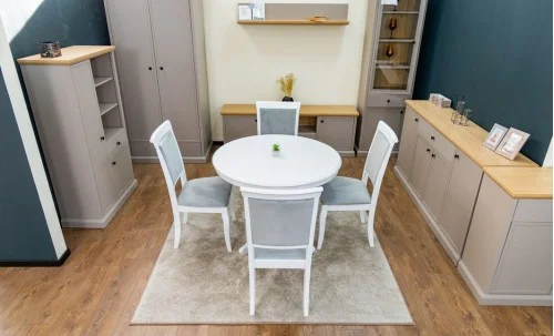 Set Masă Living Extensibilă Olivia Alb cu 4 Scaune Aberden