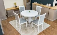 Set Masă Living Extensibilă Olivia Alb cu 4 Scaune Aberden 6