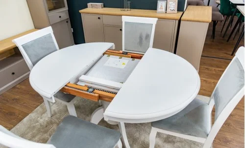 Set Masă Living Extensibilă Olivia Alb cu 4 Scaune Aberden