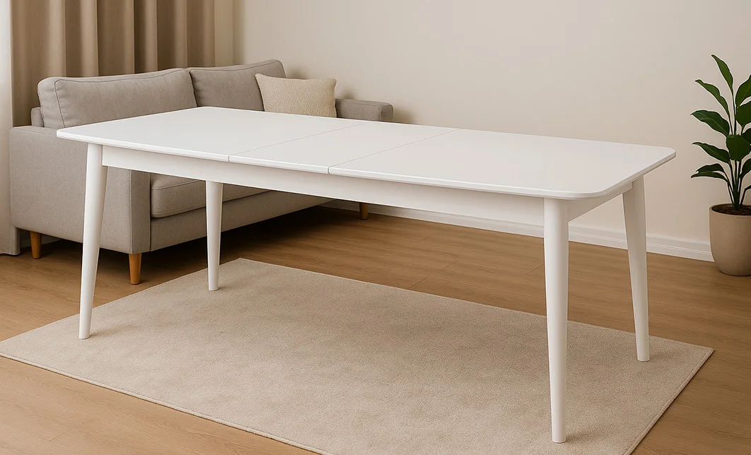 Set Masă Living Extensibilă Palmdale Albă cu 6 Scaune Carolina 8