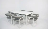 Set Masă Living Extensibilă Palmdale Albă cu 6 Scaune Carolina 2