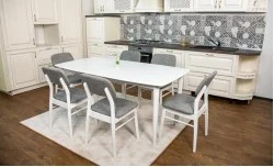 Set Masa Fixă Palmdale Albă cu 6 Scaune Palmdale