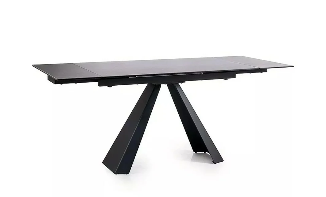 Masa Living Extensibila Blat Ceramic Salvadore Gri/Negru Mat