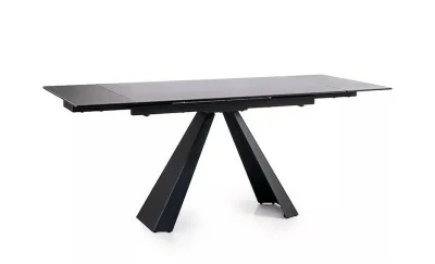 Set Masă Living Extensibilă Blat Ceramic Salvadore Gri/Negru Mat cu 4 Scaune Living KJC4344 Gri Închis