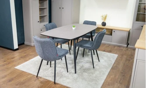 Set Masă Living Extensibilă Yense 125 Gri Lagun cu 4 Scaune Tapițate DCM2001AF Gri