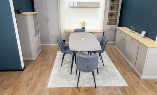 Set Masă Living Extensibilă Yense 125 Gri Lagun cu 4 Scaune Tapițate DCM2001AF Gri