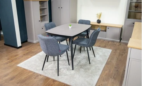 Set Masă Living Extensibilă Yense 125 Gri Lagun cu 4 Scaune Tapițate DCM2001AF Gri