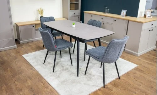 Set Masă Living Extensibilă Yense 125 Gri Lagun cu 4 Scaune Tapițate DCM2001AF Gri