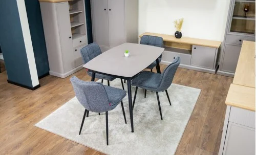 Set Masă Living Extensibilă Yense 125 Gri Lagun cu 4 Scaune Tapițate DCM2001AF Gri
