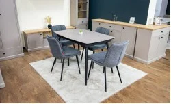 Set Masă Living Extensibilă Yense 125 Gri Lagun cu 4 Scaune Tapițate DCM2001AF Gri