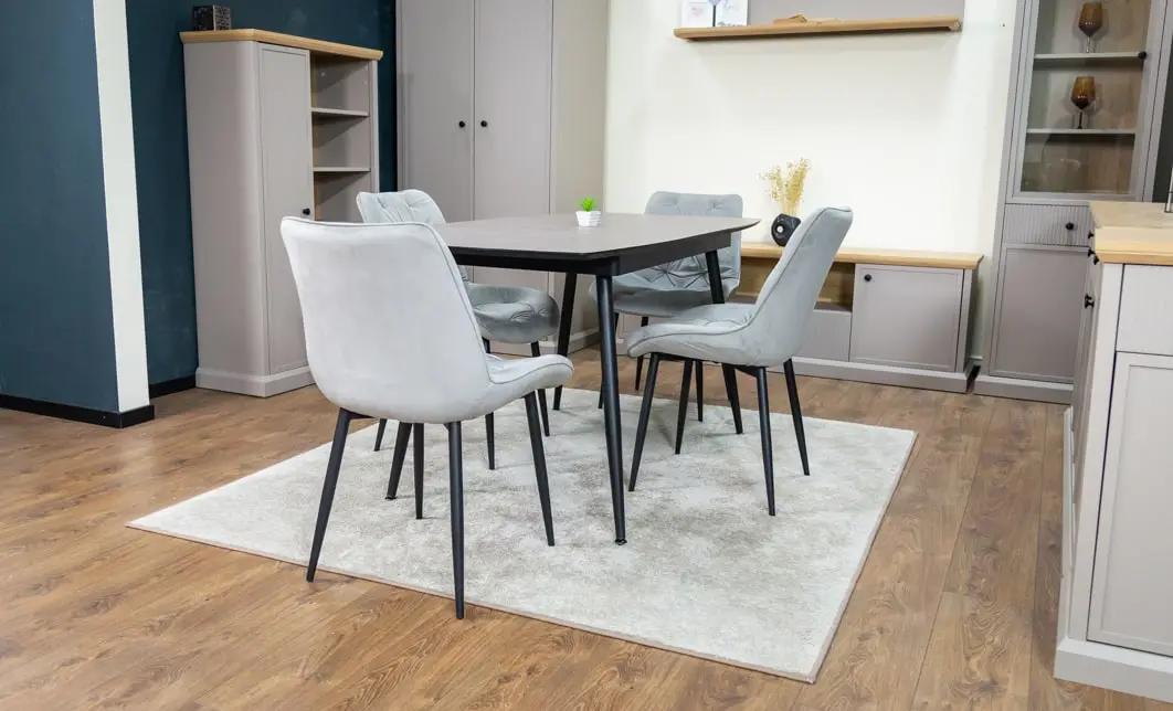 Set Masă Living Extensibilă Yense 125 Gri Lagun cu 4 Scaune Tapițate KJC0357 Gri 5
