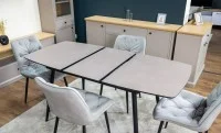 Set Masă Living Extensibilă Yense 125 Gri Lagun cu 4 Scaune Tapițate KJC0357 Gri