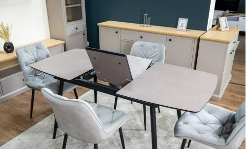 Set Masă Living Extensibilă Yense 125 Gri Lagun cu 4 Scaune Tapițate KJC0357 Gri