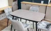 Set Masă Living Extensibilă Yense 125 Gri Lagun cu 4 Scaune Tapițate KJC0357 Gri