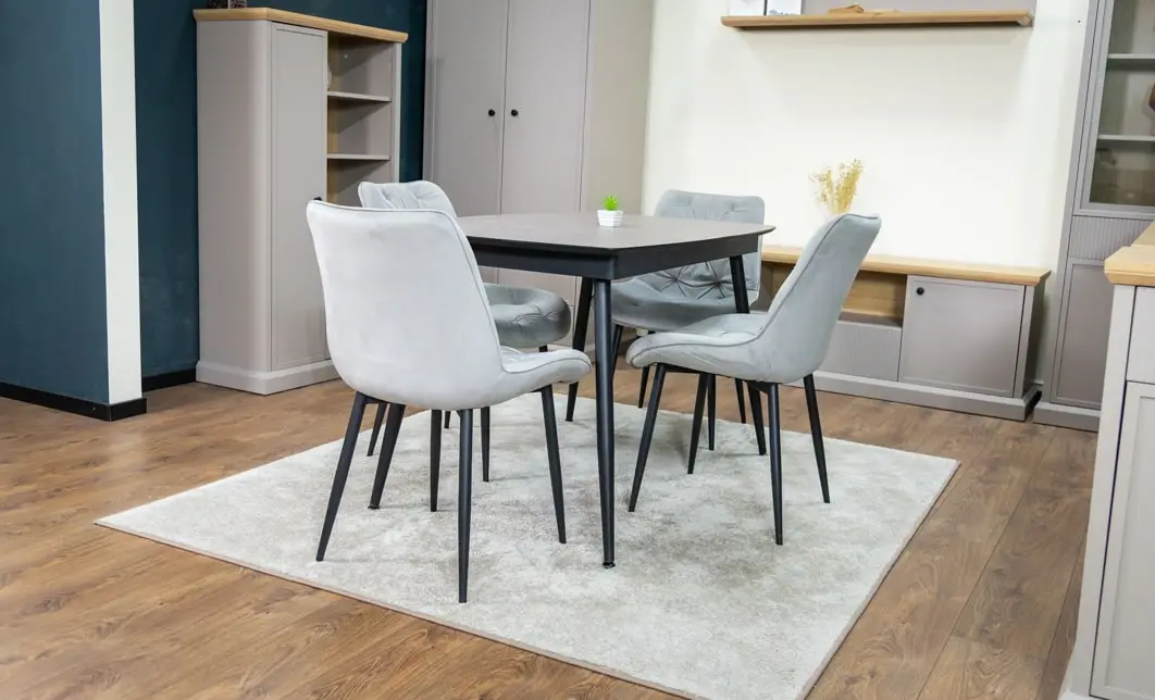 Set Masă Living Extensibilă Yense 125 Gri Lagun cu 4 Scaune Tapițate KJC0357 Gri 4