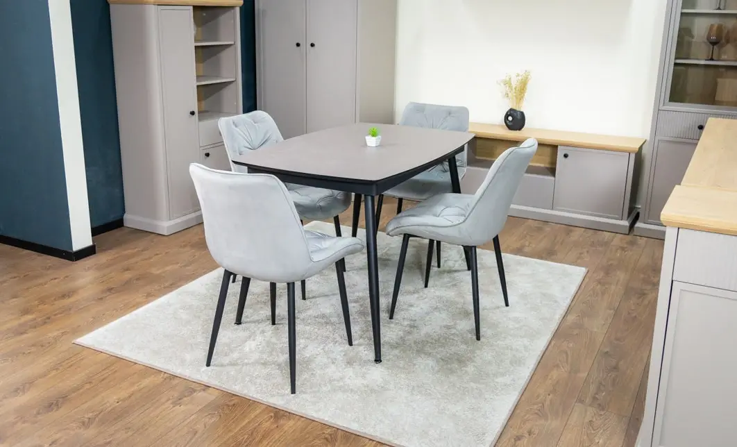 Set Masă Living Extensibilă Yense 125 Gri Lagun cu 4 Scaune Tapițate KJC0357 Gri 6