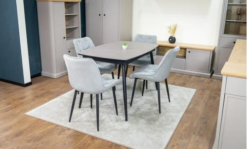 Set Masă Living Extensibilă Yense 125 Gri Lagun cu 4 Scaune Tapițate KJC0357 Gri