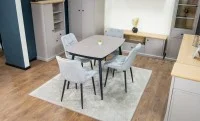 Set Masă Living Extensibilă Yense 125 Gri Lagun cu 4 Scaune Tapițate KJC0357 Gri 7