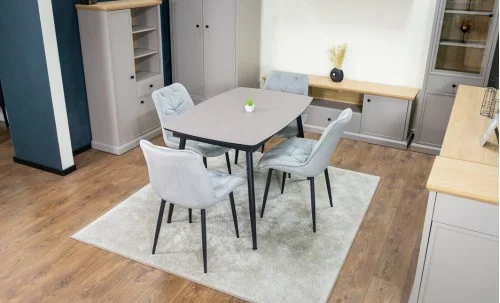 Set Masă Living Extensibilă Yense 125 Gri Lagun cu 4 Scaune Tapițate KJC0357 Gri