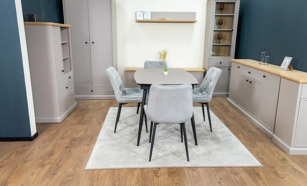 Set Masă Living Extensibilă Yense 125 Gri Lagun cu 4 Scaune Tapițate KJC0357 Gri 10