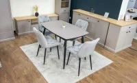 Set Masă Living Extensibilă Yense 125 Gri Lagun cu 4 Scaune Tapițate KJC0357 Gri