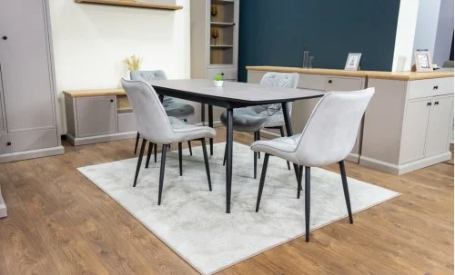 Set Masă Living Extensibilă Yense 125 Gri Lagun cu 4 Scaune Tapițate KJC0357 Gri