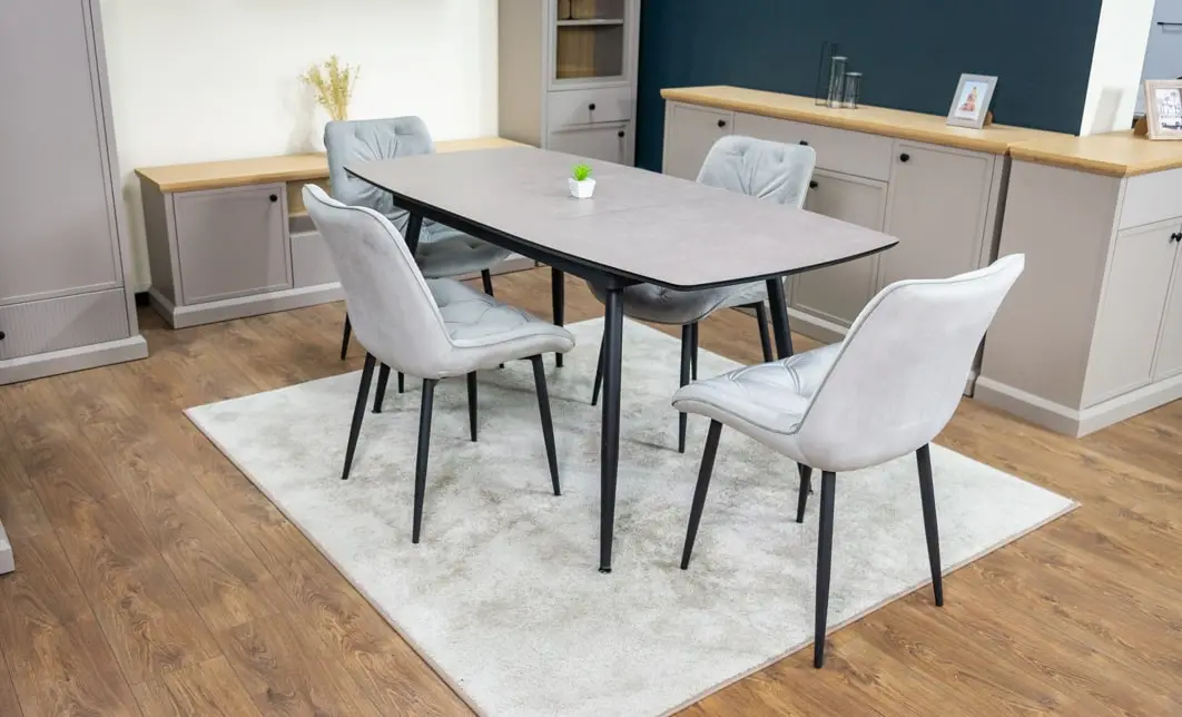 Set Masă Living Extensibilă Yense 125 Gri Lagun cu 4 Scaune Tapițate KJC0357 Gri 3