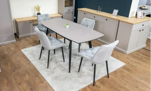 Set Masă Living Extensibilă Yense 125 Gri Lagun cu 4 Scaune Tapițate KJC0357 Gri