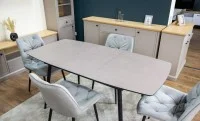 Set Masă Living Extensibilă Yense 125 Gri Lagun cu 4 Scaune Tapițate KJC0357 Gri