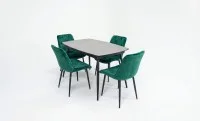 Set Masă Living Extensibilă Yense 125 Gri Lagun cu 4 Scaune Tapițate KJC0357 Verzi