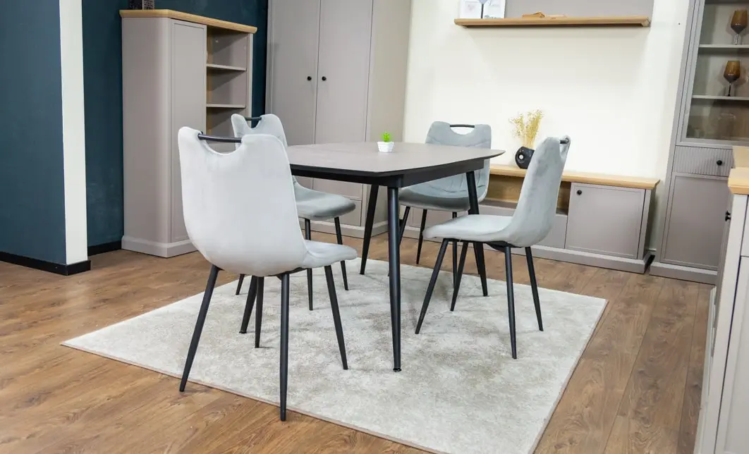 Set Masă Living Extensibilă Yense 125 Gri Lagun cu 4 Scaune Tapițate KJC0358 Gri 4