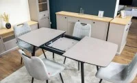 Set Masă Living Extensibilă Yense 125 Gri Lagun cu 4 Scaune Tapițate KJC0358 Gri