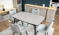 Set Masă Living Extensibilă Yense 125 Gri Lagun cu 4 Scaune Tapițate KJC0358 Gri