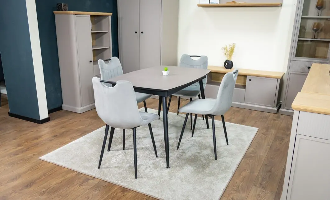Set Masă Living Extensibilă Yense 125 Gri Lagun cu 4 Scaune Tapițate KJC0358 Gri 5