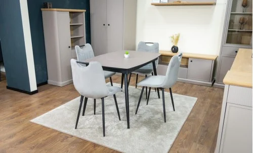 Set Masă Living Extensibilă Yense 125 Gri Lagun cu 4 Scaune Tapițate KJC0358 Gri
