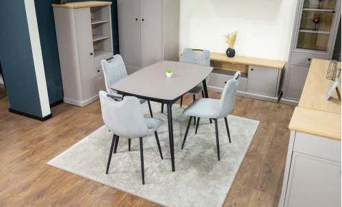 Set Masă Living Extensibilă Yense 125 Gri Lagun cu 4 Scaune Tapițate KJC0358 Gri
