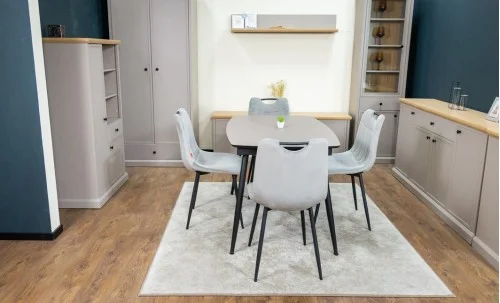 Set Masă Living Extensibilă Yense 125 Gri Lagun cu 4 Scaune Tapițate KJC0358 Gri