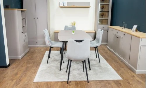 Set Masă Living Extensibilă Yense 125 Gri Lagun cu 4 Scaune Tapițate KJC0358 Gri