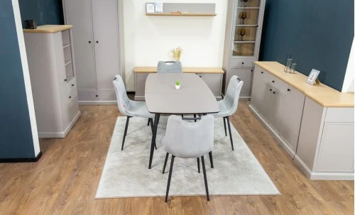 Set Masă Living Extensibilă Yense 125 Gri Lagun cu 4 Scaune Tapițate KJC0358 Gri