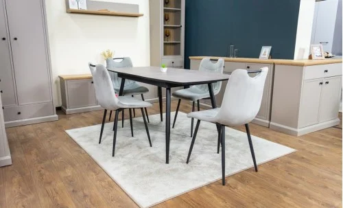 Set Masă Living Extensibilă Yense 125 Gri Lagun cu 4 Scaune Tapițate KJC0358 Gri