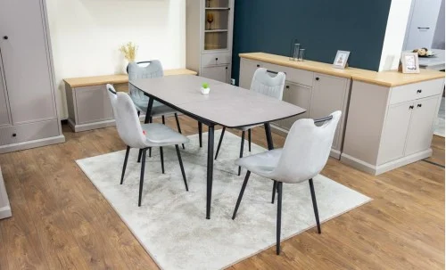 Set Masă Living Extensibilă Yense 125 Gri Lagun cu 4 Scaune Tapițate KJC0358 Gri