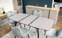 Set Masă Living Extensibilă Yense 125 Gri Lagun cu 4 Scaune Tapițate KJC0358 Gri